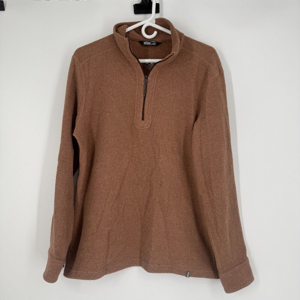 STIO Mens Turpin Fleece Half Zip Pullover Shirt Hiking Gorpcore Pink Beige M